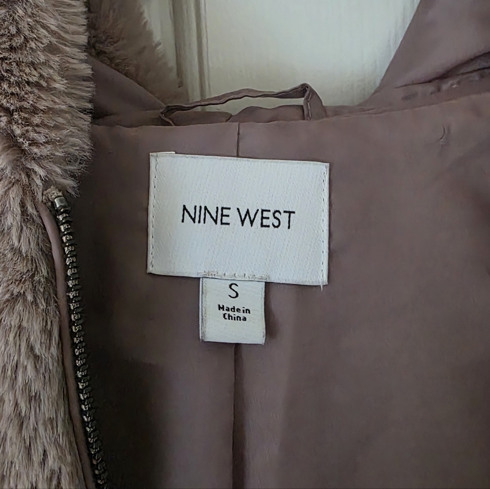 Nine West Faux Fur Hoodie Jacket S Lavender - Picture 2 of 8